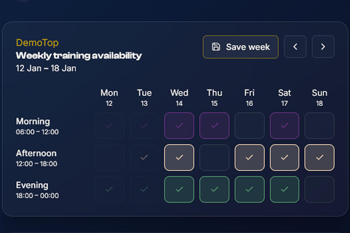 League of Legends scrim planning and team calendar interface